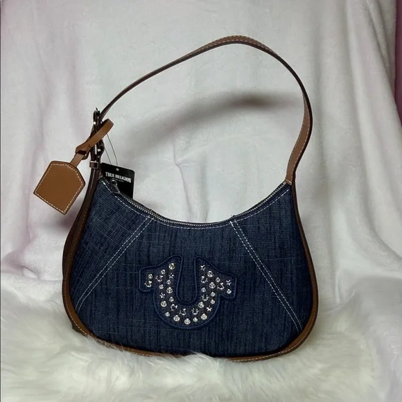 True Religion Blue and Brown Shoulder Bag - Picture 7 of 9